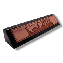 Load image into Gallery viewer, Desk Wedge Name Plate - Lets have an adventure - 11 Inches