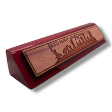 Load image into Gallery viewer, Desk Wedge Name Plate - Lets have an adventure - 11 Inches
