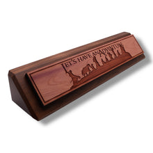 Load image into Gallery viewer, Desk Wedge Name Plate - Lets have an adventure - 11 Inches