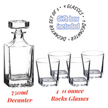 Load image into Gallery viewer, 750ml Decanter Set - Work like a Captain Play like a Pirate - with four 11oz glasses