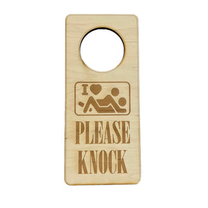 Door Hanger - I Love Sex - Please Knock 9x4in Raw Wood