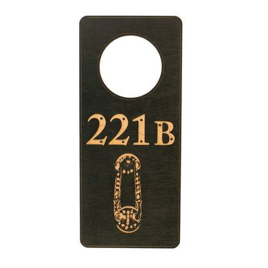 Door Hanger - 221b 9x4in Painted Wood Black