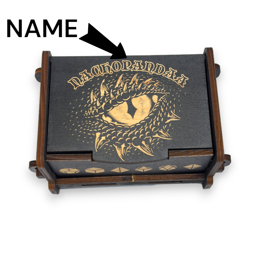 Dice Box - Black - Dragon's Eye PERSONALIZED - 6x4x3