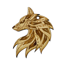 Load image into Gallery viewer, Ornament - Ethnic Wolf - Raw Wood