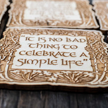 Load image into Gallery viewer, Fantasy Quotes Coaster Set of 6 Raw Wood