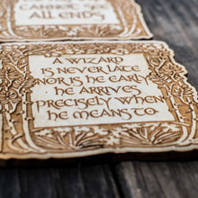 Load image into Gallery viewer, Fantasy Quotes Coaster Set of 6 Raw Wood