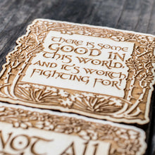 Load image into Gallery viewer, Fantasy Quotes Coaster Set of 6 Raw Wood