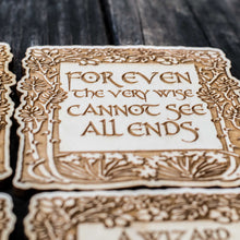 Load image into Gallery viewer, Fantasy Quotes Coaster Set of 6 Raw Wood