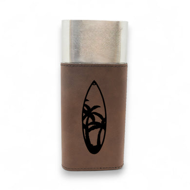 Cigar Case with Cutter - Palm Tree Surf Board - Leather
