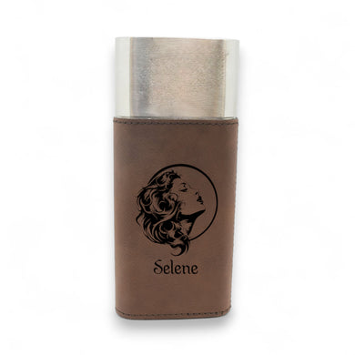 Cigar Case with Cutter - Selene Goddess of the Moon - Leather
