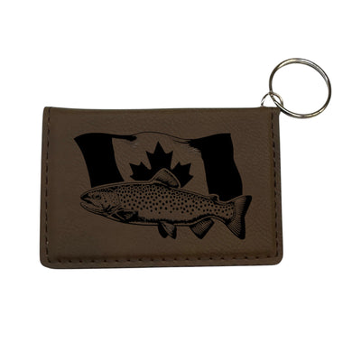 Keychain ID Holder Wallet - Canadian Flag and Trout Leather