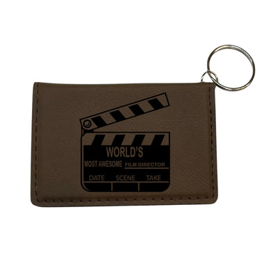 Keychain ID Holder Wallet - Worlds most awesome Film Director - Leather