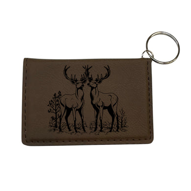 Keychain ID Holder Wallet - Deer of the Wild Leather