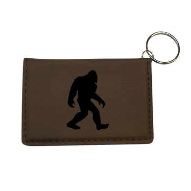 Keychain ID Holder Wallet - Bigfoot Sasquatch - Leather