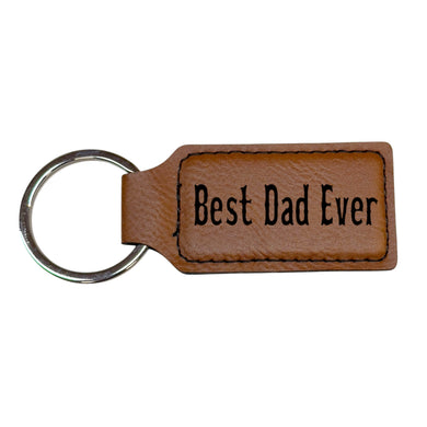 Keychain - Rectangle - Best Dad Ever - Leather