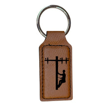 Load image into Gallery viewer, Keychain - Rectangle - Lineman - Leather