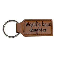 Load image into Gallery viewer, Keychain - Rectangle - Worlds best daughter - Leather