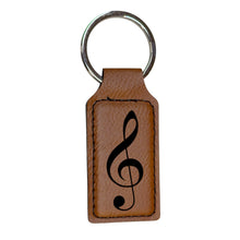 Load image into Gallery viewer, Keychain - Rectangle - Treble Clef Note - Leather