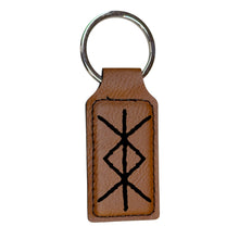 Load image into Gallery viewer, Keychain - Rectangle - Viking Protection Rune - Leather