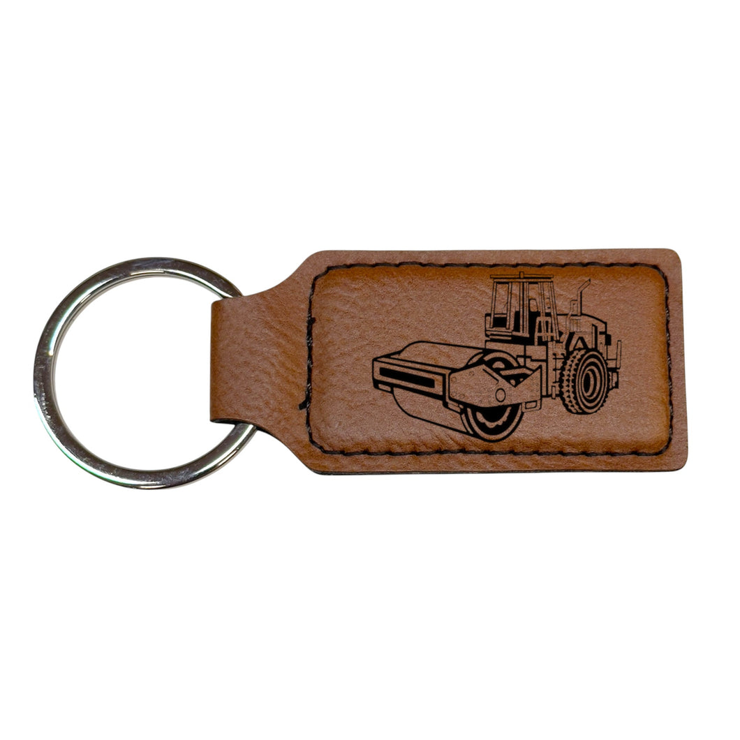 Keychain - Rectangle - Steamroller - Leather