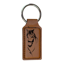Load image into Gallery viewer, Keychain - Rectangle - My Horse - Leather