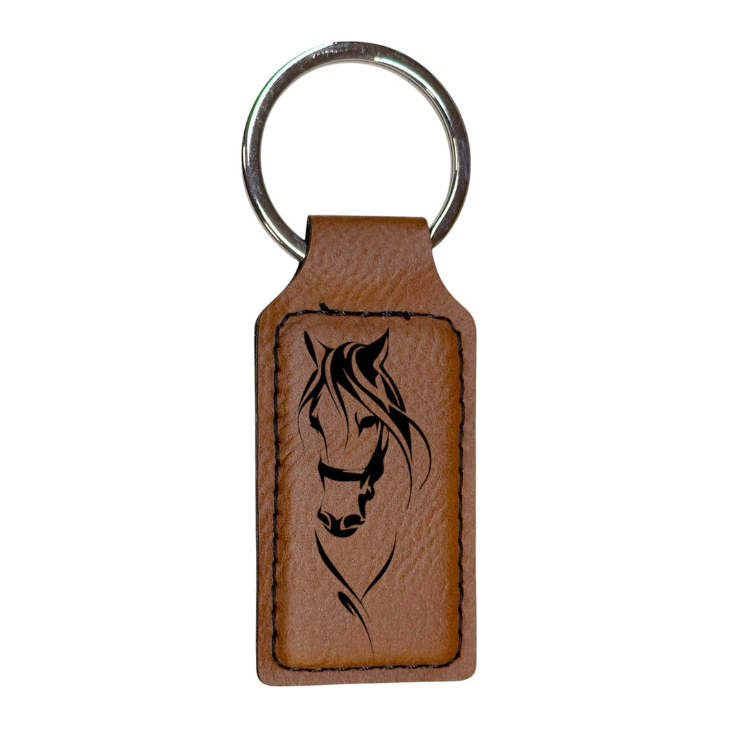Keychain - Rectangle - My Horse - Leather