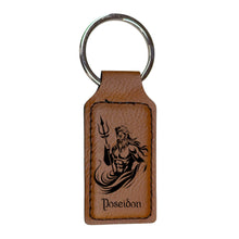 Load image into Gallery viewer, Keychain - Rectangle - Poseidon God of the Sea - Leather