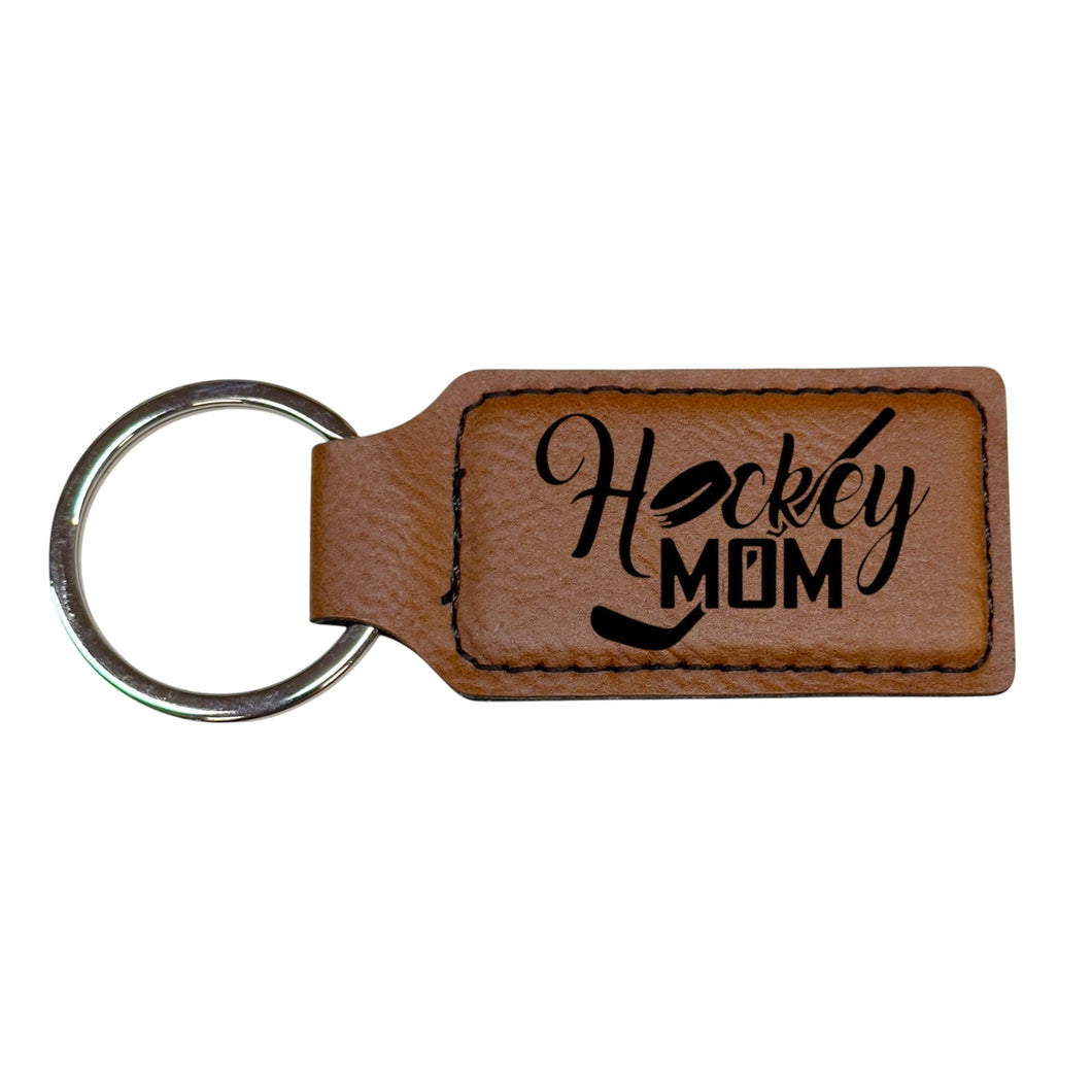 Keychain - Rectangle - Hockey Mom - Leather