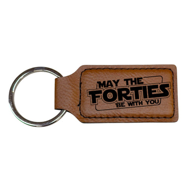 Keychain - Rectangle - May the Forties be with you - Leather
