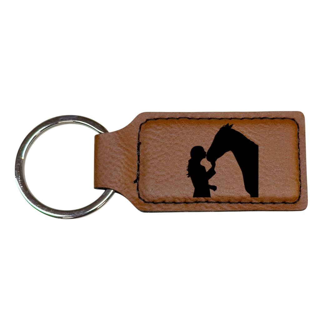 Keychain - Rectangle - Horse Girl - Leather