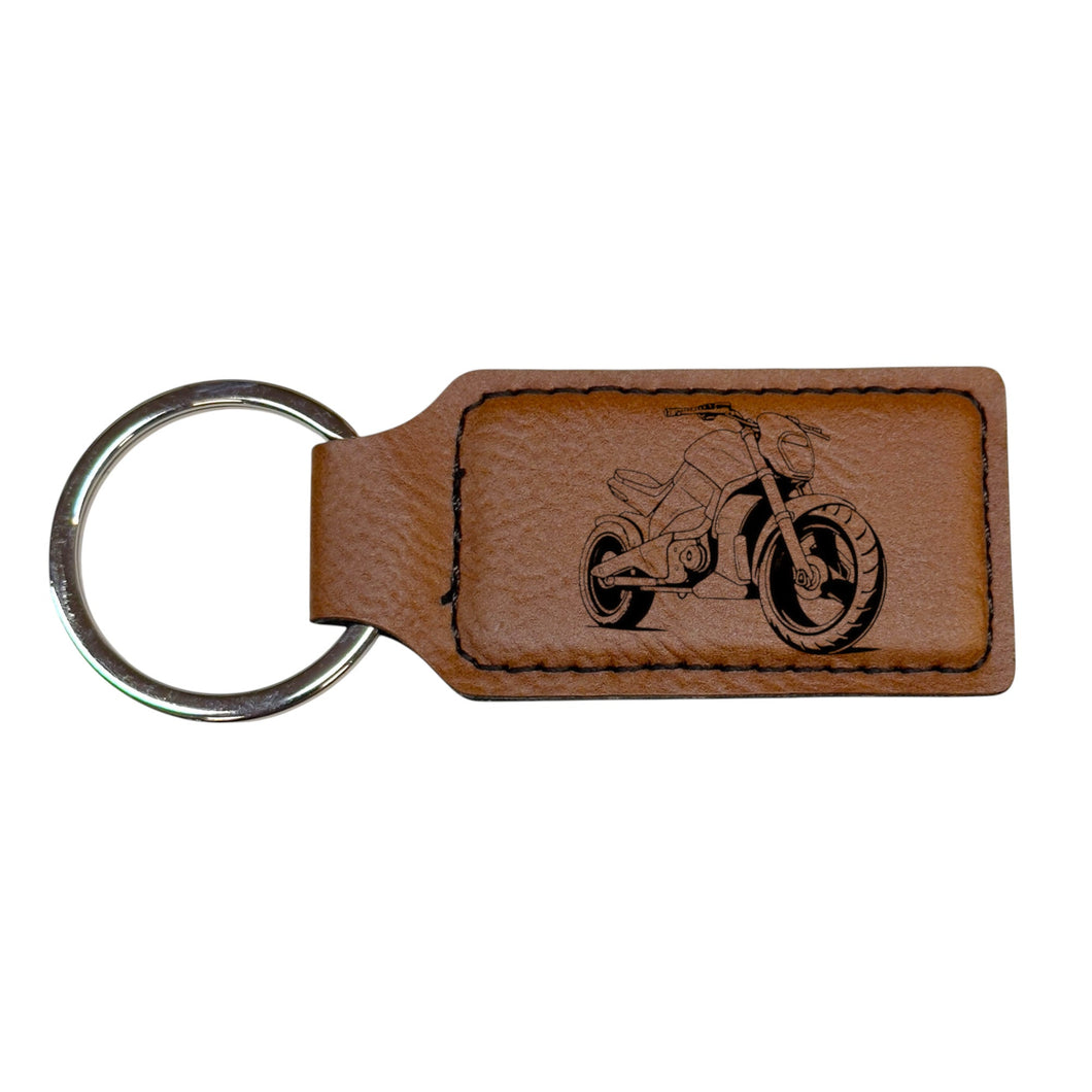 Keychain - Rectangle - Street Bike - Leather