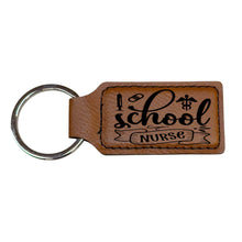 Load image into Gallery viewer, Keychain - Rectangle - School Nurse - Leather