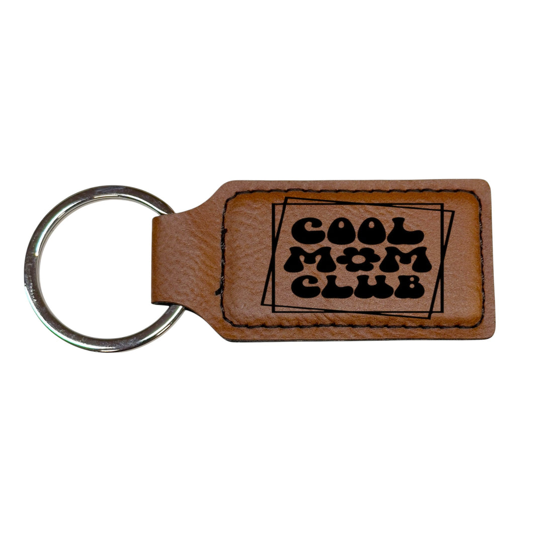 Keychain - Rectangle - Cool Mom Club - Leather