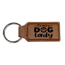 Load image into Gallery viewer, Keychain - Rectangle - Crazy Dog Lady - Leather