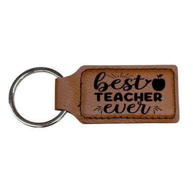 Keychain - Rectangle - Best Teacher Ever - Leather