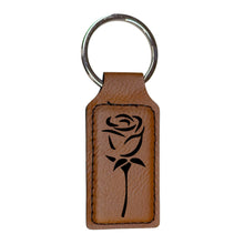 Load image into Gallery viewer, Keychain - Rectangle - Rose - Leather