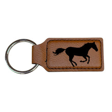 Load image into Gallery viewer, Keychain - Rectangle - Running Horse - Leather