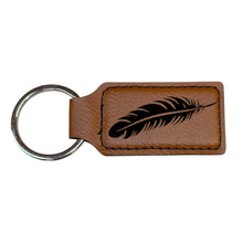 Load image into Gallery viewer, Keychain - Rectangle - Feather - Leather