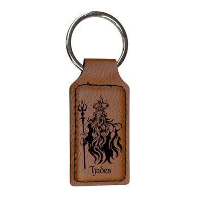 Keychain - Rectangle - Hades God of the Underworld - Leather