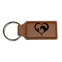 Load image into Gallery viewer, Keychain - Rectangle - Girl and Horse Heart - Leather