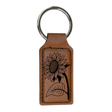 Load image into Gallery viewer, Keychain - Rectangle - Sunflower - Leather
