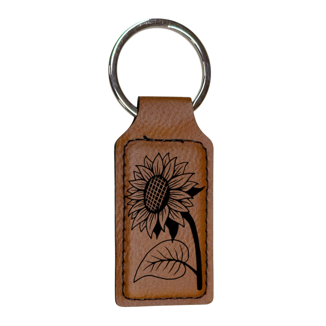Keychain - Rectangle - Sunflower - Leather