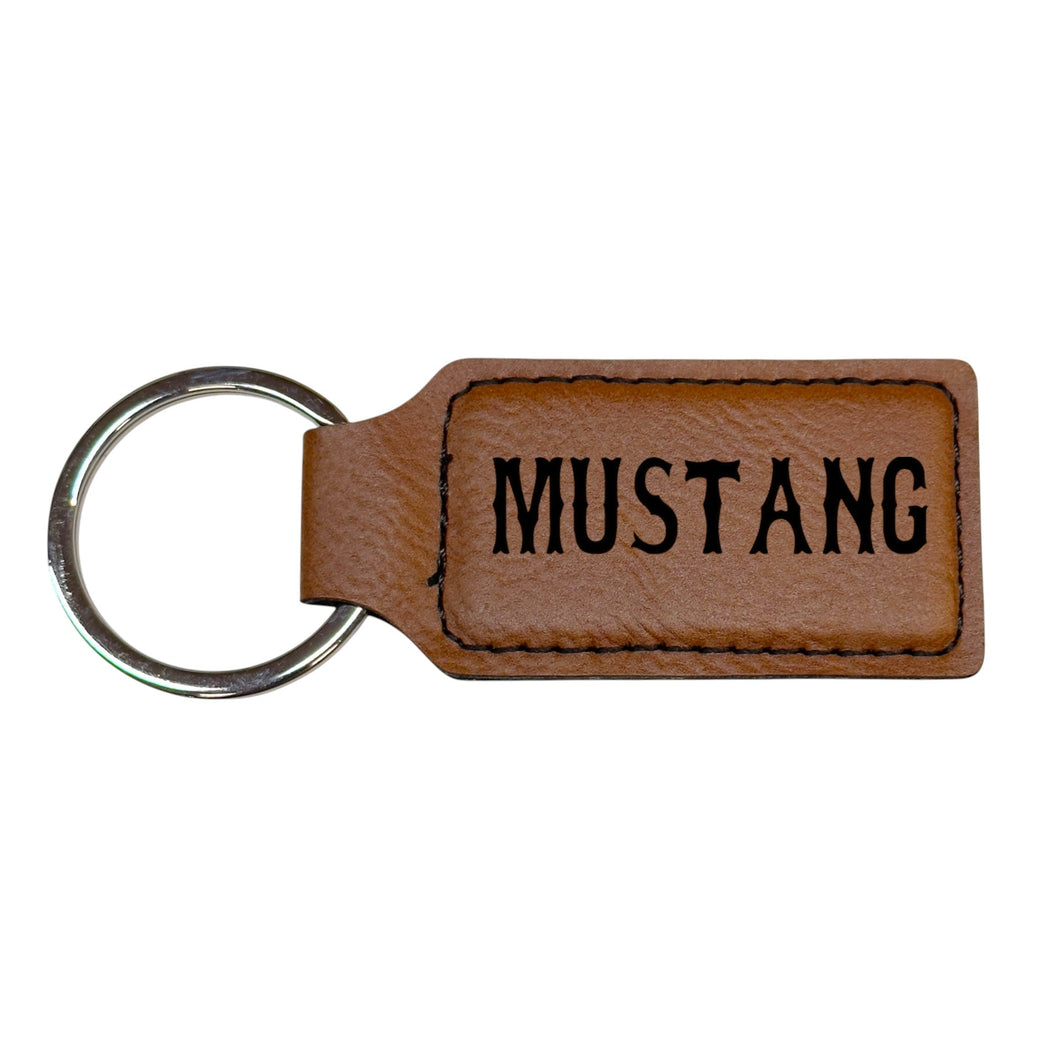 Keychain - Rectangle - Mustang - Leather