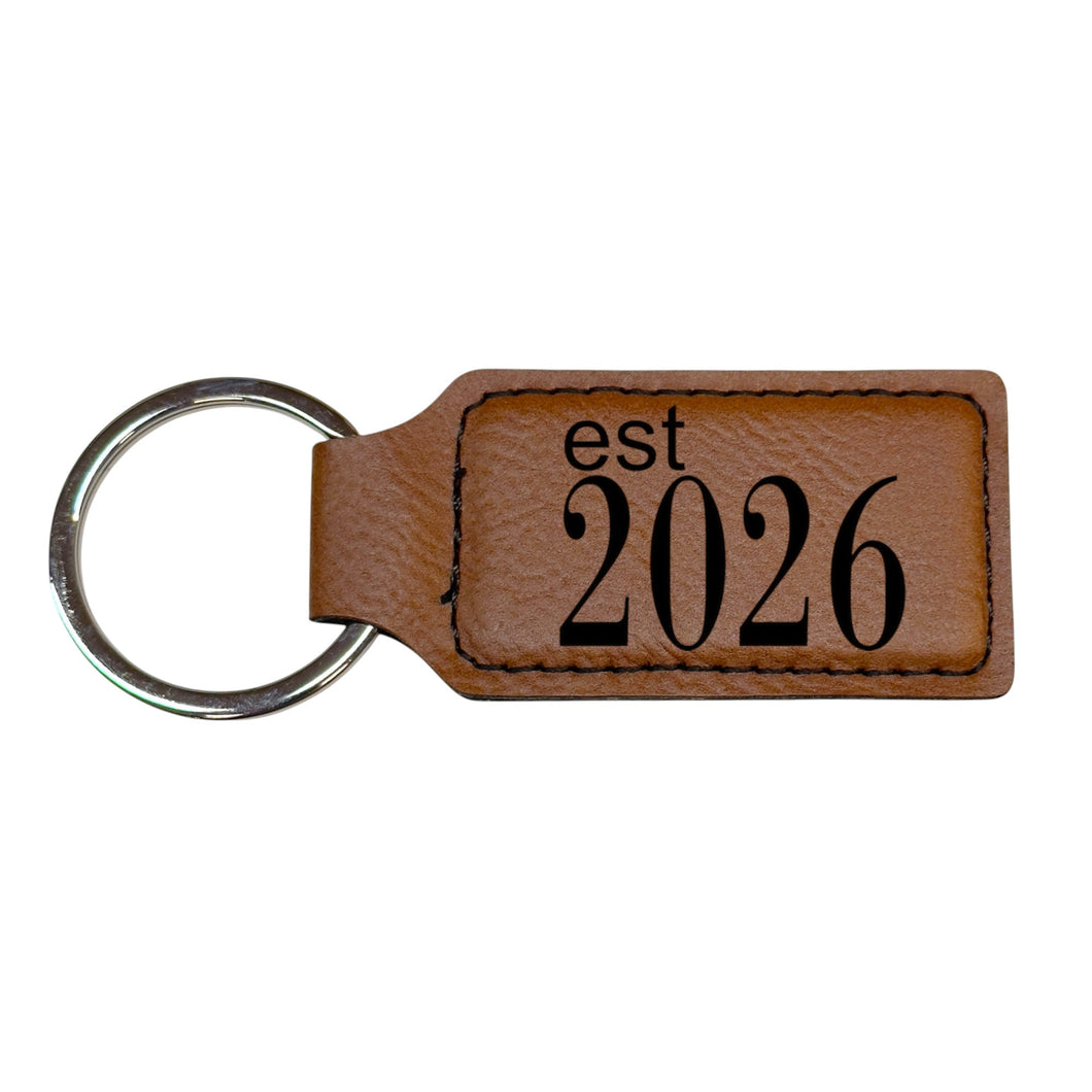 Keychain - Rectangle -  Est 2026 - Leather