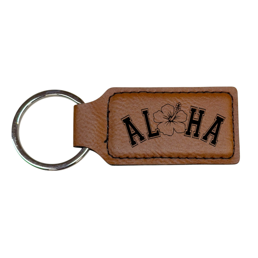 Keychain - Rectangle - Aloha - Leather