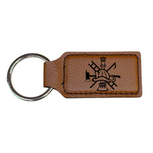 Load image into Gallery viewer, Keychain - Rectangle - Firefighter Emblem - Leather
