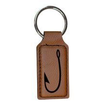 Load image into Gallery viewer, Keychain - Rectangle - Fish Hook - Leather