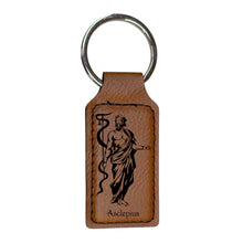 Load image into Gallery viewer, Keychain - Rectangle - Asclepius - Leather