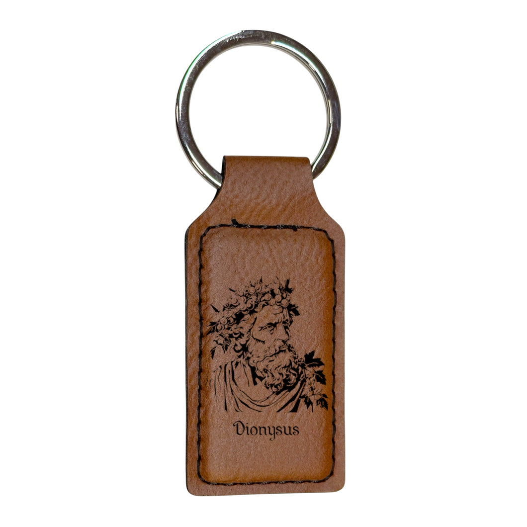 Keychain - Rectangle - Dionysus God of Wine - Leather