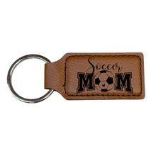 Load image into Gallery viewer, Keychain - Rectangle - Soccer Mom - Leather